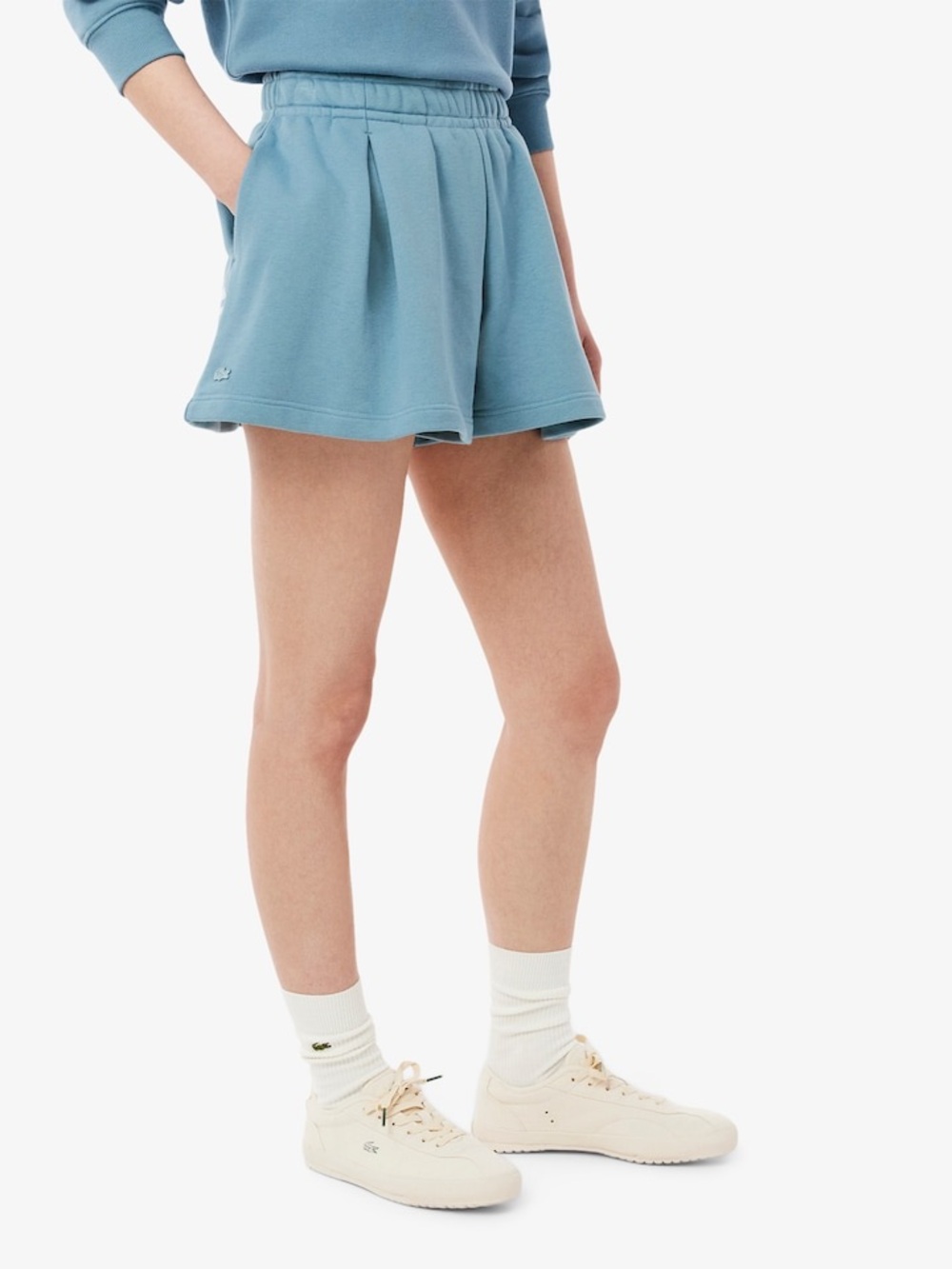 Lacoste Pleated Fleece Shorts Aqua Blue Tenniscore Preppy Athleisure Size L